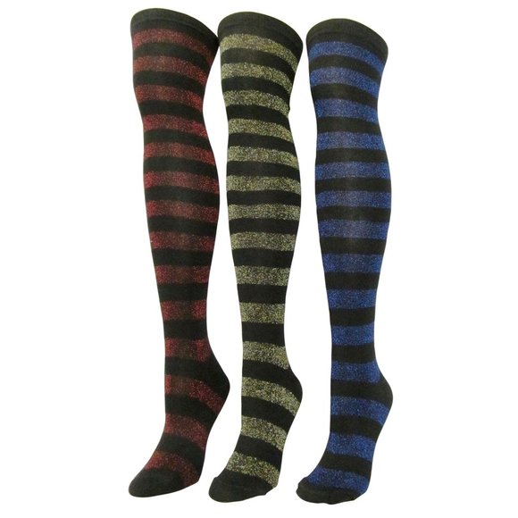 J.Ann Accessories - Women's 3-Pair/Pack Over Knee High Sock